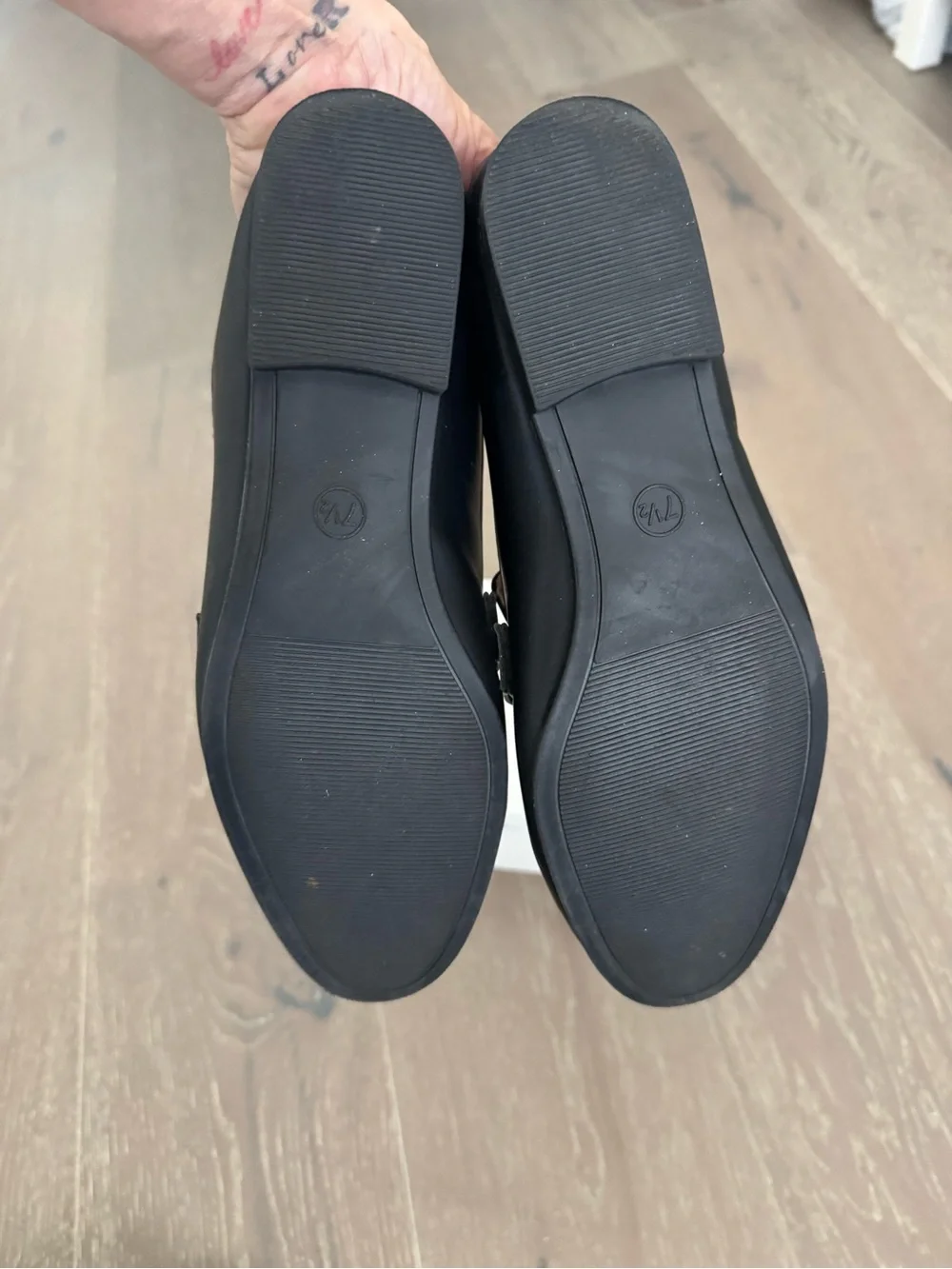 a new day Black Loafers with Gold Bit Detail